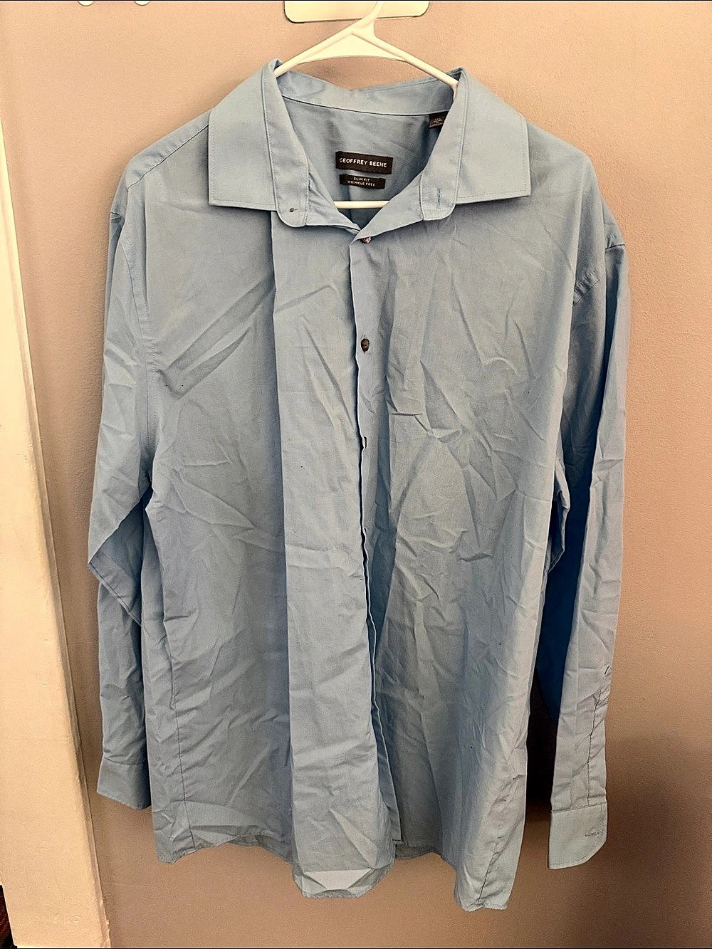 Geoffrey Beene Slim Fit Wrinkle Free Dress Shirt Blue XL No defects